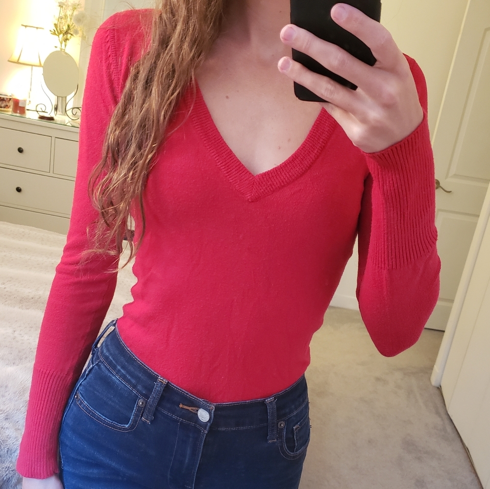 Red V-Neck Sweater